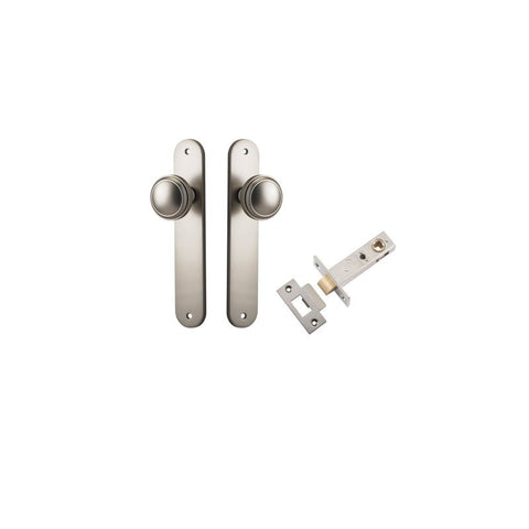 IVER Paddington Door Knob On Oval Backplate | Passage Kit | 9 Finishes - Satin Nickel