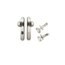IVER Paddington Door Knob On Oval Backplate | Separate Privacy Kit | 9 Finishes - Satin Nickel