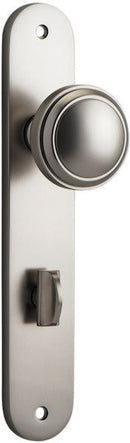IVER Paddington Door Knob On Oval Backplate | Privacy Lever Set Only | 9 Finishes - Satin Nickel