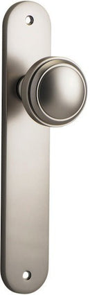 IVER Paddington Door Knob On Oval Backplate | Passage Lever Set Only | 9 Finishes - Satin Nickel
