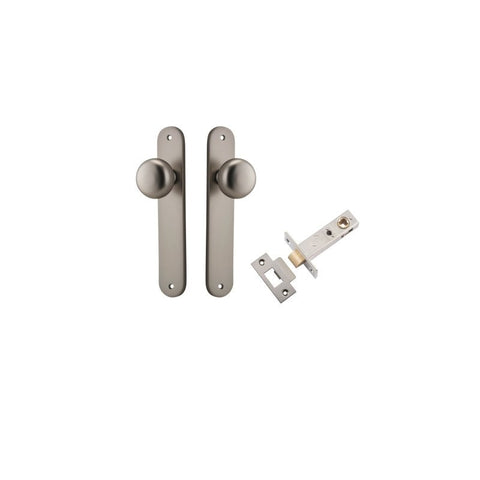 IVER Cambridge Door Knob On Oval Backplate | Passage Kit | 9 Finishes - Satin Nickel