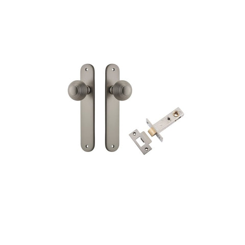 IVER Guildford Door Knob On Oval Backplate | Passage Kit | 9 Finishes - Satin Nickel