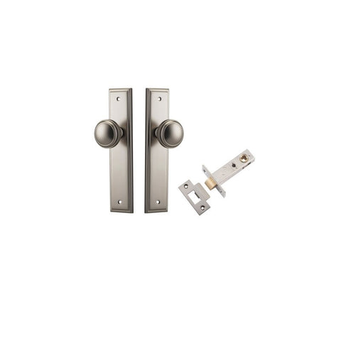 IVER Paddington Door Knob On Stepped Backplate | Passage Kit | 9 Finishes - Satin Nickel