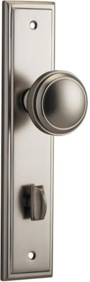 IVER Paddington Door Knob On Stepped Backplate | Privacy Lever Set Only | 9 Finishes - Satin Nickel