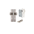 IVER Cambridge Door Knob On Stepped Backplate | Entrance Kit (Key/Thumb) | 9 Finishes - Satin Nickel