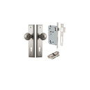 IVER Guildford Door Knob On Stepped Backplate | Entrance Kit (Key/Key) | 9 Finishes - Satin Nickel
