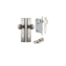 IVER Guildford Door Knob On Stepped Backplate | Entrance Kit (Key/Thumb) | 9 Finishes - Satin Nickel