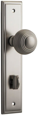 IVER Guildford Door Knob On Stepped Backplate | Privacy Lever Set Only | 9 Finishes - Satin Nickel