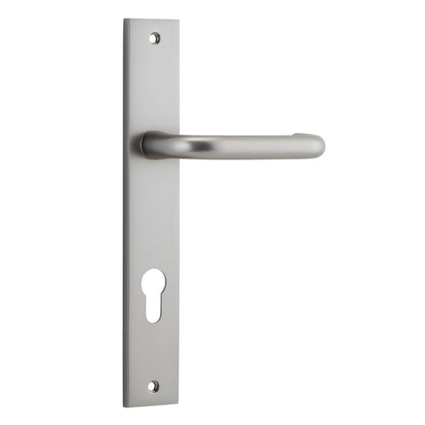 IVER Oslo Lever Door Handle On Rectangular Backplate | Entrance Lever Set Only | 9 Finishes - Satin Nickel