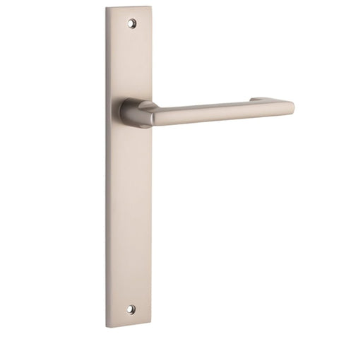Iver Baltimore Return Door Lever on Rectangular Backplate | Passage Lever Set Only | 7 Finishes - Satin Nickel
