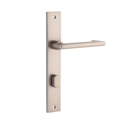 Iver Baltimore Return Door Lever on Rectangular Backplate | Privacy Lever Set Only | 7 Finishes - Satin Nickel