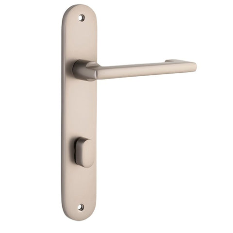 Iver Baltimore Return Solid Brass Door Lever on Oval Backplate | Privacy Lever Set Only | 7 Finishes - Satin Nickel