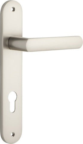 IVER Osaka Door Lever Handle On Oval Backplate | Entrance Lever Set Only | 6 Finishes - Satin Nickel