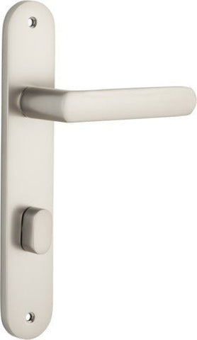 IVER Osaka Door Lever Handle On Oval Backplate | Privacy Lever Set Only | 6 Finishes - Satin Nickel