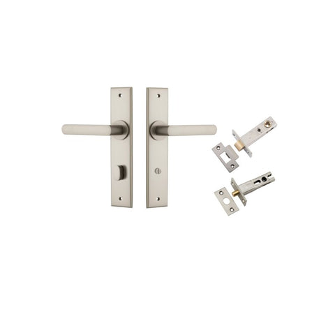 Iver Osaka Door Lever on Rectangular Backplate — Privacy Set (Separate) | Separate Privacy Kit | 6 Finishes - Satin Nickel