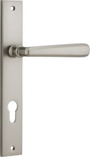 IVER Copenhagen Door Lever Handle On Rectangular Backplate | Entrance Lever Set Only | 7 Finishes - Satin Nickel