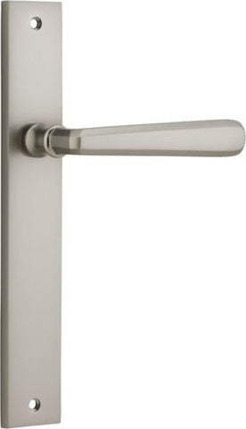 IVER Copenhagen Door Lever Handle On Rectangular Backplate | Passage Lever Set Only | 7 Finishes - Satin Nickel