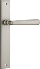 IVER Copenhagen Door Lever Handle On Rectangular Backplate | Passage Lever Set Only | 7 Finishes - Satin Nickel