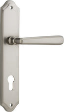 Iver Copenhagen Door Lever Handle on Shouldered Backplate | Entrance Lever Set Only | 7 Finishes - Satin Nickel