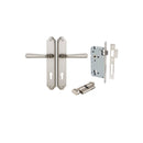 Iver Copenhagen Door Lever Handle on Shouldered Backplate | Entrance Kit (Key/Thumb) | 7 Finishes - Satin Nickel