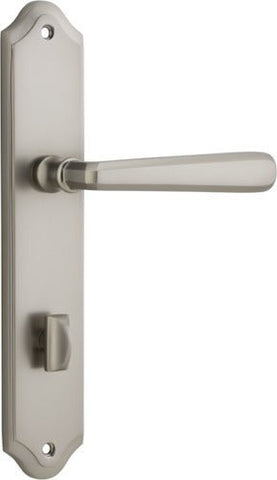 Iver Copenhagen Door Lever Handle on Shouldered Backplate | Privacy Lever Set Only | 7 Finishes - Satin Nickel