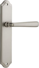 Iver Copenhagen Door Lever Handle on Shouldered Backplate | Passage Lever Set Only | 7 Finishes - Satin Nickel