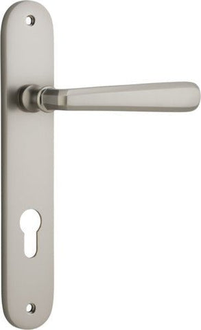 Iver Copenhagen Solid Brass Door Lever on Oval Backplate | Entrance Lever Set Only | 7 Finishes - Satin Nickel