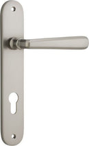 Iver Copenhagen Solid Brass Door Lever on Oval Backplate | Entrance Lever Set Only | 7 Finishes - Satin Nickel