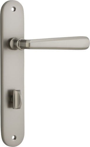 Iver Copenhagen Solid Brass Door Lever on Oval Backplate | Privacy Lever Set Only | 7 Finishes - Satin Nickel