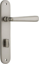 Iver Copenhagen Solid Brass Door Lever on Oval Backplate | Privacy Lever Set Only | 7 Finishes - Satin Nickel