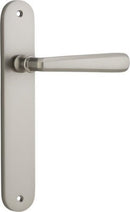 Iver Copenhagen Solid Brass Door Lever on Oval Backplate | Passage Lever Set Only | 7 Finishes - Satin Nickel