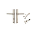 IVER Helsinki Door Lever Handle On Rectangular Backplate | Separate Privacy Kit | 7 Finishes - Satin Nickel