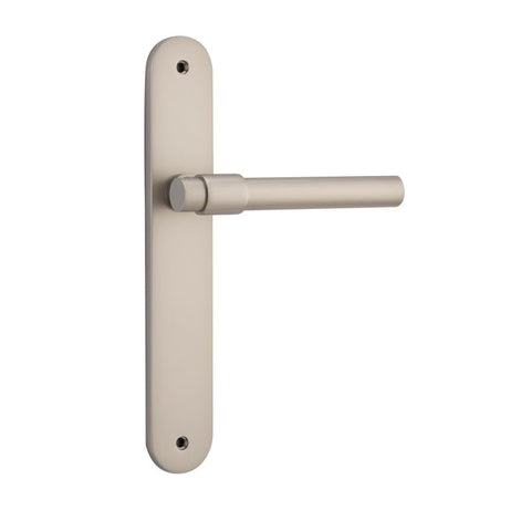 Iver Helsinki Solid Brass Door Lever on Oval Backplate | Passage Lever Set Only | 7 Finishes - Satin Nickel