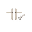 Iver Helsinki Solid Brass Door Lever on Oval Backplate | Passage Kit | 7 Finishes - Satin Nickel