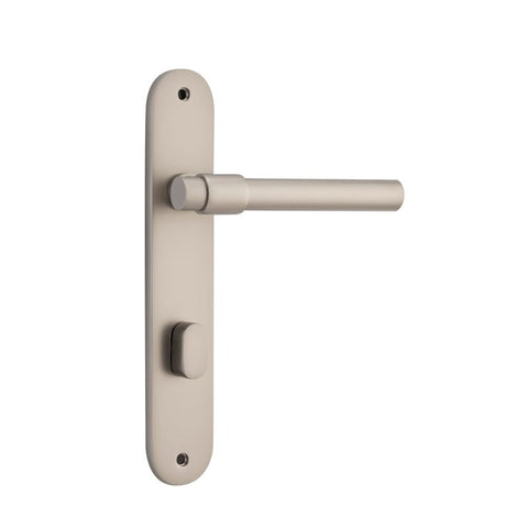 Iver Helsinki Solid Brass Door Lever on Oval Backplate | Privacy Lever Set Only | 7 Finishes - Satin Nickel