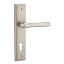 IVER Helsinki Door Lever Handle On Stepped Backplate | Entrance Lever Set Only | 7 Finishes - Satin Nickel
