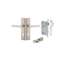 IVER Helsinki Door Lever Handle On Stepped Backplate | Entrance Kit (Key/Thumb) | 7 Finishes - Satin Nickel