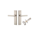 IVER Helsinki Door Lever Handle On Stepped Backplate | Passage Kit | 7 Finishes - Satin Nickel
