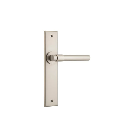 IVER Helsinki Door Lever Handle On Chamfered Backplate | Passage Lever Set Only | 7 Finishes - Satin Nickel