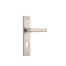 IVER Helsinki Door Lever Handle On Chamfered Backplate | Entrance Lever Set Only | 7 Finishes - Satin Nickel