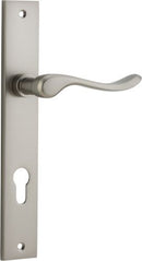 IVER Stirling Door Lever Handle On Rectangular Backplate | Entrance Lever Set Only | 8 Finishes - Satin Nickel