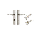 IVER Stirling Door Lever Handle On Rectangular Backplate | Separate Privacy Kit | 8 Finishes - Satin Nickel