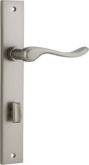 IVER Stirling Door Lever Handle On Rectangular Backplate | Privacy Lever Set Only | 8 Finishes - Satin Nickel