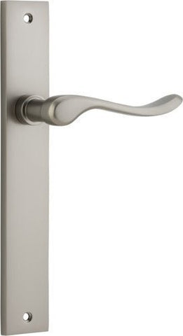 IVER Stirling Door Lever Handle On Rectangular Backplate | Passage Lever Set Only | 8 Finishes - Satin Nickel