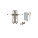 IVER Stirling Door Lever Handle On Shouldered Backplate | Entrance Kit (Key/Key) | 8 Finishes - Satin Nickel