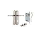 IVER Stirling Door Lever Handle On Shouldered Backplate | Entrance Kit (Key/Thumb) | 8 Finishes - Satin Nickel