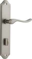 IVER Stirling Door Lever Handle On Shouldered Backplate | Privacy Lever Set Only | 8 Finishes - Satin Nickel