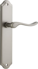 IVER Stirling Door Lever Handle On Shouldered Backplate | Passage Lever Set Only | 8 Finishes - Satin Nickel