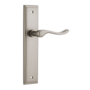 IVER Stirling Door Lever Handle On Stepped Backplate | Passage Lever Set Only | 8 Finishes - Satin Nickel