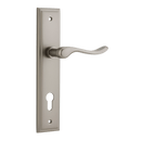 IVER Stirling Door Lever Handle On Stepped Backplate | Entrance Lever Set Only | 8 Finishes - Satin Nickel
